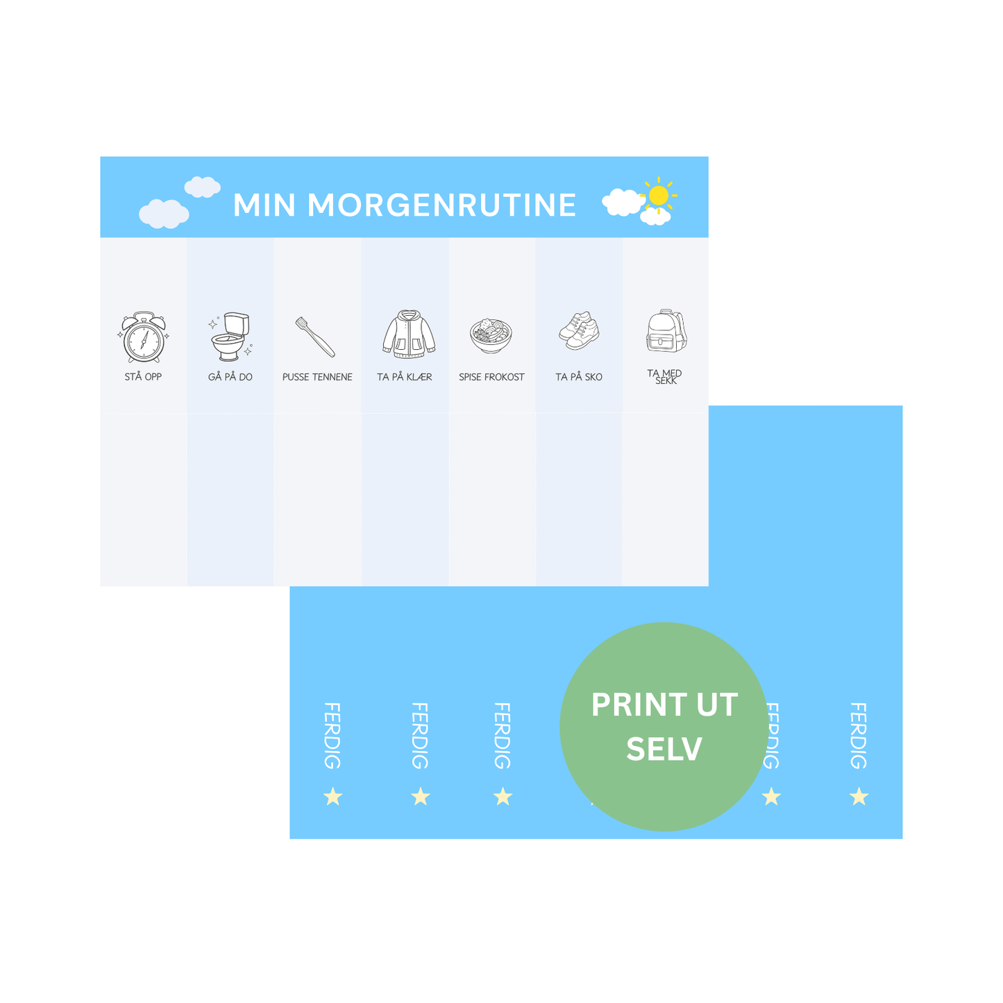 Min morgenrutine - Nøytral - Print ut selv