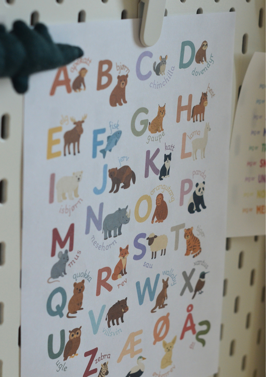 Alfabetet med dyr - Print ut selv