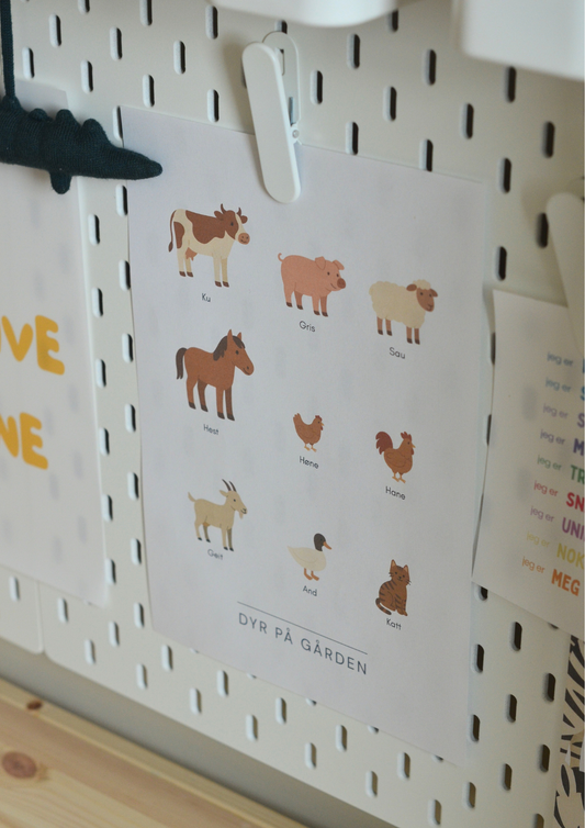 Dyr på gården – Print ut selv