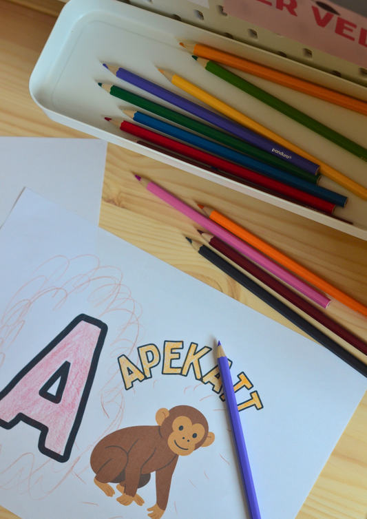 Alfabetet med dyr A-Å - Fargelegging - Print ut selv