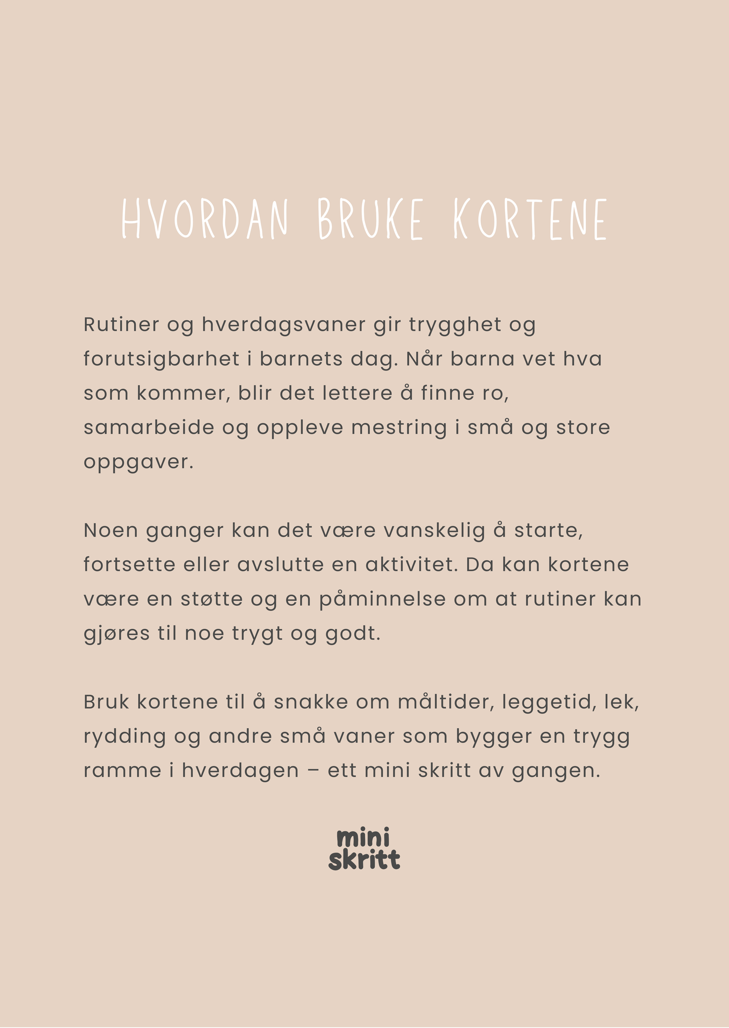 Samtalekort - Rutiner & hverdagsvaner - 20 kort - Print ut selv