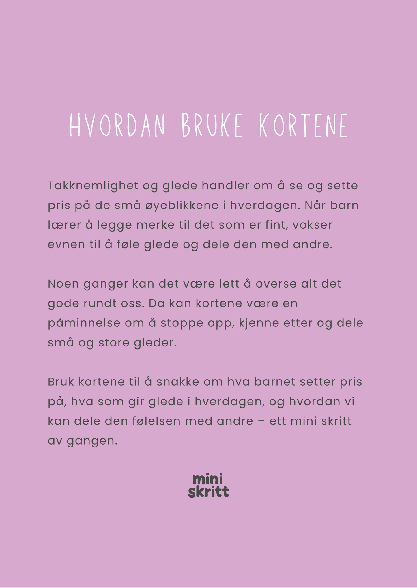 Samtalekort - Takknemlighet & glede - 20 kort - Print ut selv