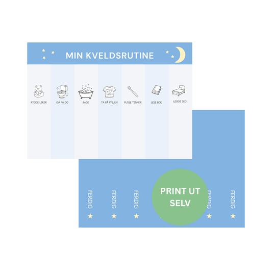 Min kveldsrutine - Blå - Print ut selv