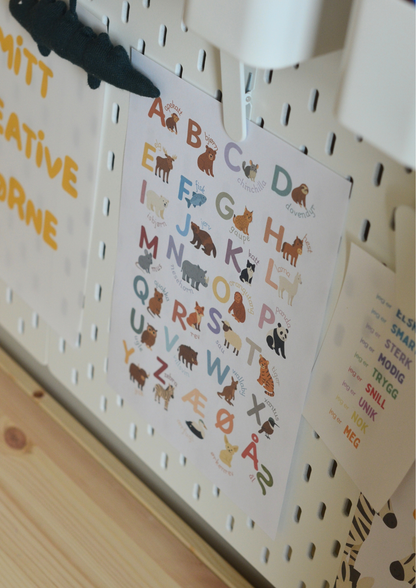 Alfabetet med dyr - Print ut selv
