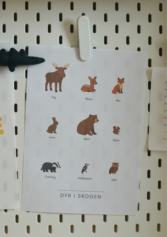 Dyr i skogen – Print ut selv