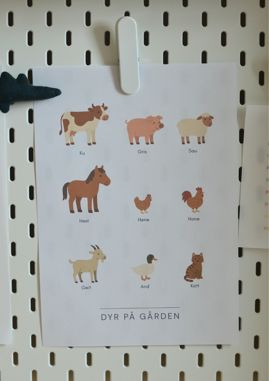 Dyr på gården – Print ut selv