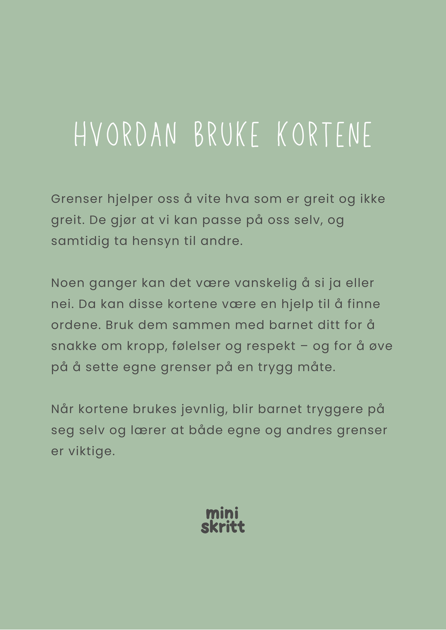 Samtalekort - Grensesetting – 20 kort - Print ut selv