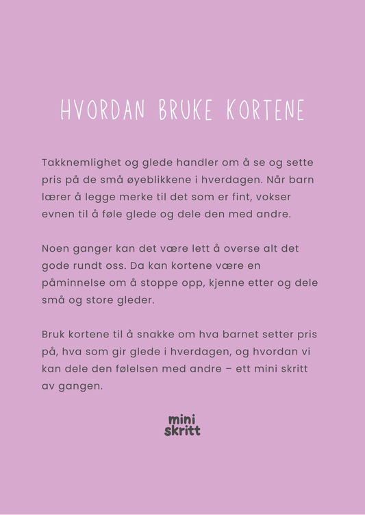 Samtalekort - Takknemlighet & glede - 20 kort - Print ut selv